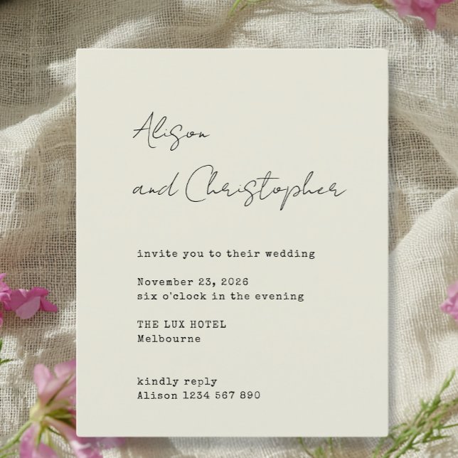 Faire-part de mariage élégant écriture beige moder (Créateur téléchargé)