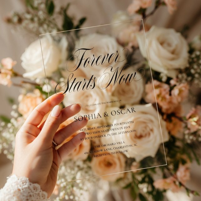 Faire-part de mariage élégant en acrylique transpa (Créateur téléchargé)