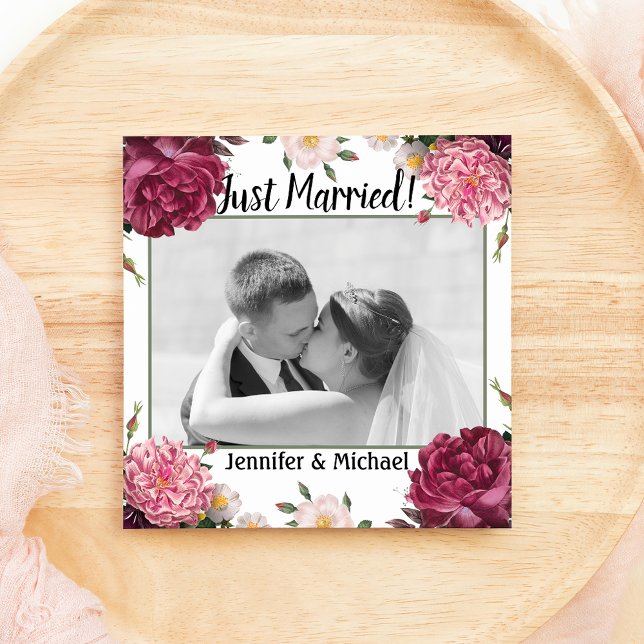 Faire-part de mariage élégant en bordeaux et rose (Créateur téléchargé)