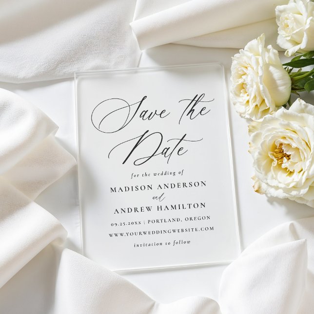 Faire-part de mariage élégant en calligraphie noir (Créateur téléchargé)