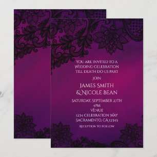 Faire-part de mariage élégant en dentelle rose et