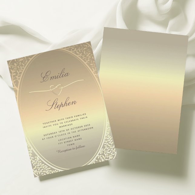 Faire-part de mariage élégant en faux or (Créateur téléchargé)