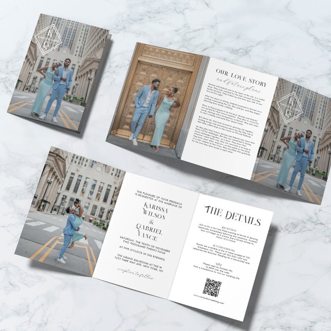 Faire-part de mariage élégant en forme de trifold  (Créateur téléchargé)