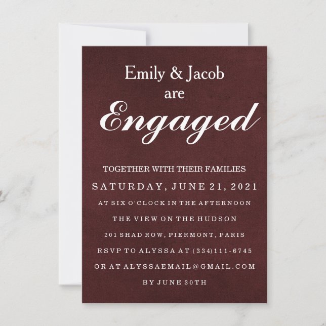 Faire-part de mariage élégant en marbre (Devant)