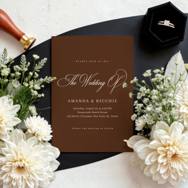 Faire-part de mariage élégant et brun espresso pou (Créateur téléchargé)
