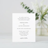Faire-part de mariage élégant et classique à petit