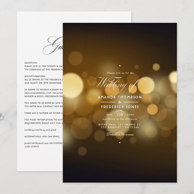 Faire-part de mariage élégant et classique avec Bo (Devant / Derrière)