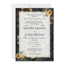 Faire-part de mariage élégant et floral sombre de