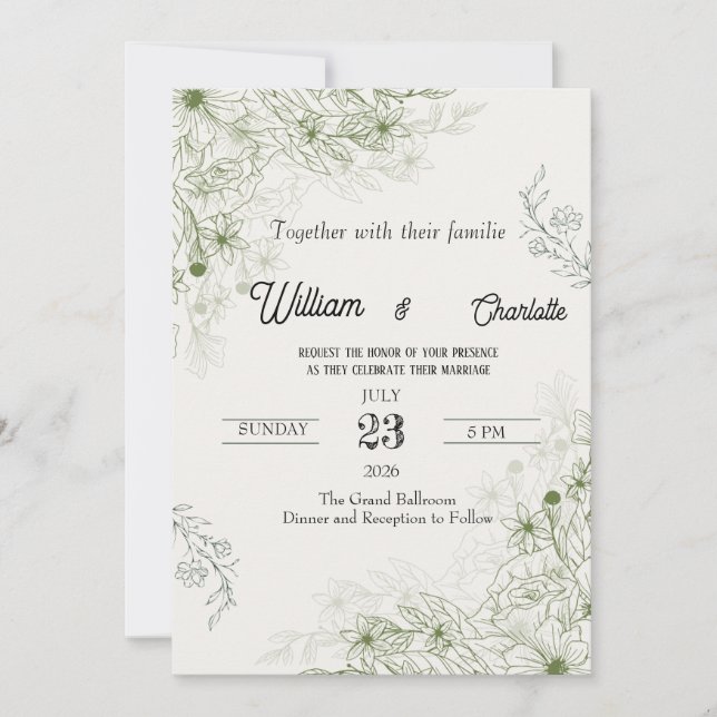 Faire-part de mariage élégant et luxueux | Moderne (Devant)
