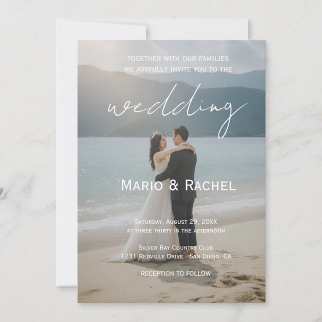 Faire-part de mariage élégant et moderne à personn (Devant)