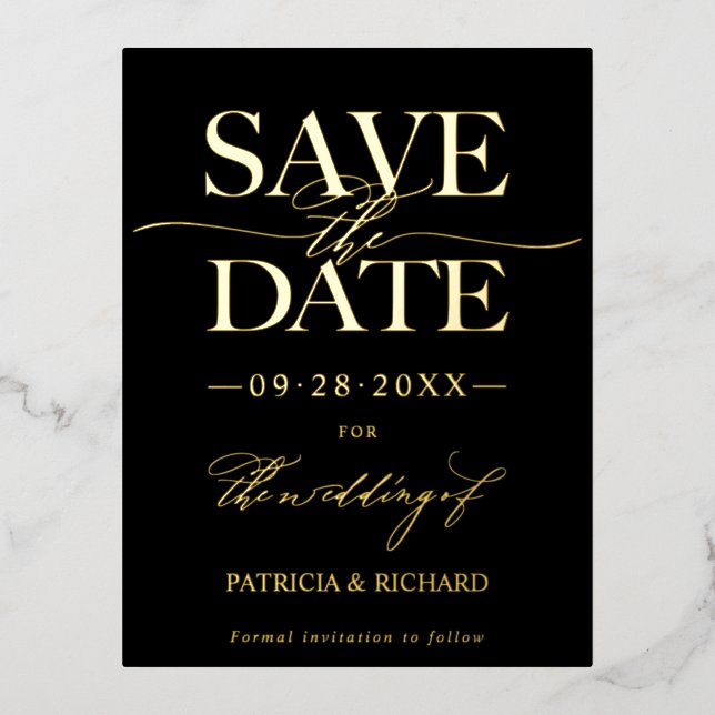 Faire-Part De Mariage Élégant Et Moderne Sans Phot (Recto)