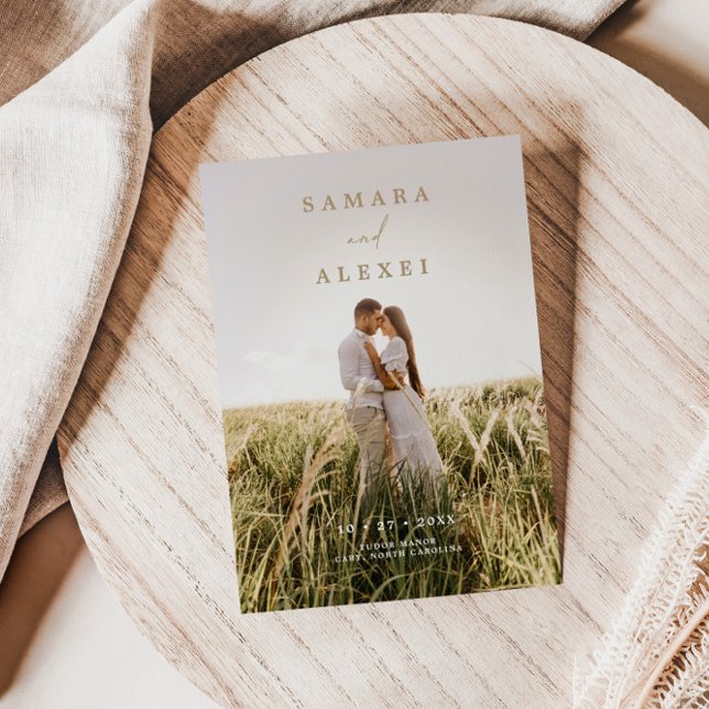 Faire-part de mariage élégant et rustique avec pho (Créateur téléchargé)