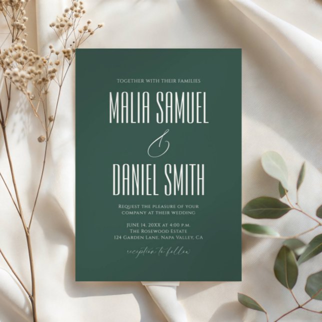 Faire-part de mariage élégant et rustique vert éme (Créateur téléchargé)
