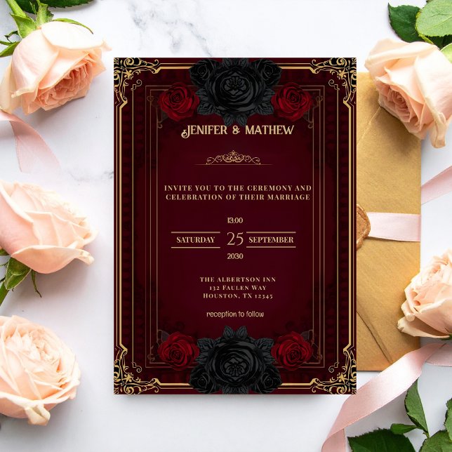 Faire-part de mariage élégant et sombre de romance (Créateur téléchargé)