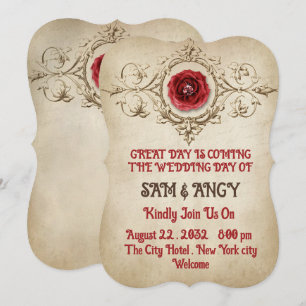 Faire-part de mariage élégant et vintage Rose médi