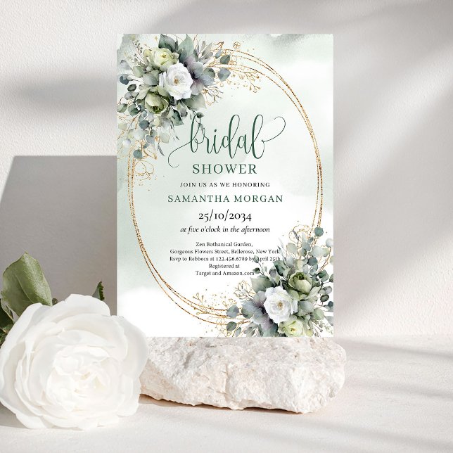 Faire-part de mariage élégant Eucalyptus Fresh Ele (Fresh Elegance Eucalyptus Bridal Shower Invitation)