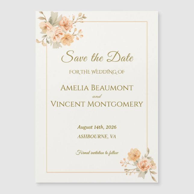 Faire-part de mariage Élégant Fleurs de Pêcher à S (Devant)
