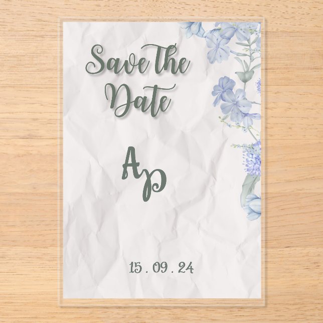 Faire-part de mariage élégant floral modifiable (Recto)