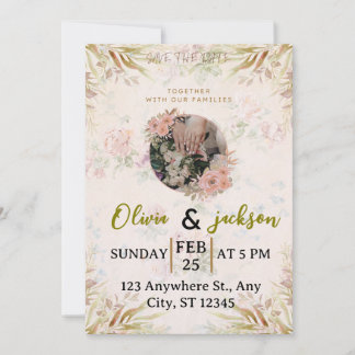 Faire-Part de Mariage Élégant Floral Save The Date
