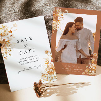Faire-part de mariage élégant floral terracotta av
