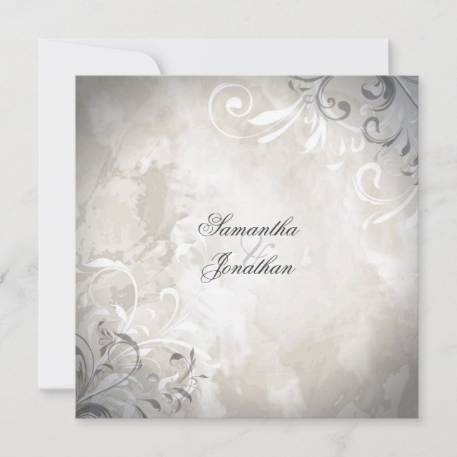 Faire-part de mariage Élégant Foliage Vintage & Sw (Devant)