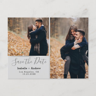 Faire-part de mariage élégant gris argent Collage