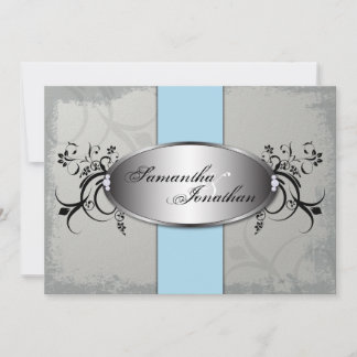 faire-part de mariage Élégant gris bleu vieilli Fl