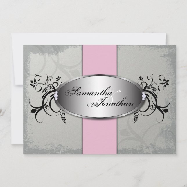 faire-part de mariage Élégant gris rose vieilli Fl (Devant)