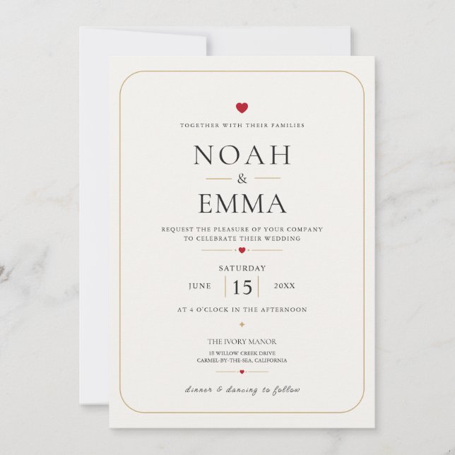 Faire-part de mariage Elegant Heart  (Devant)