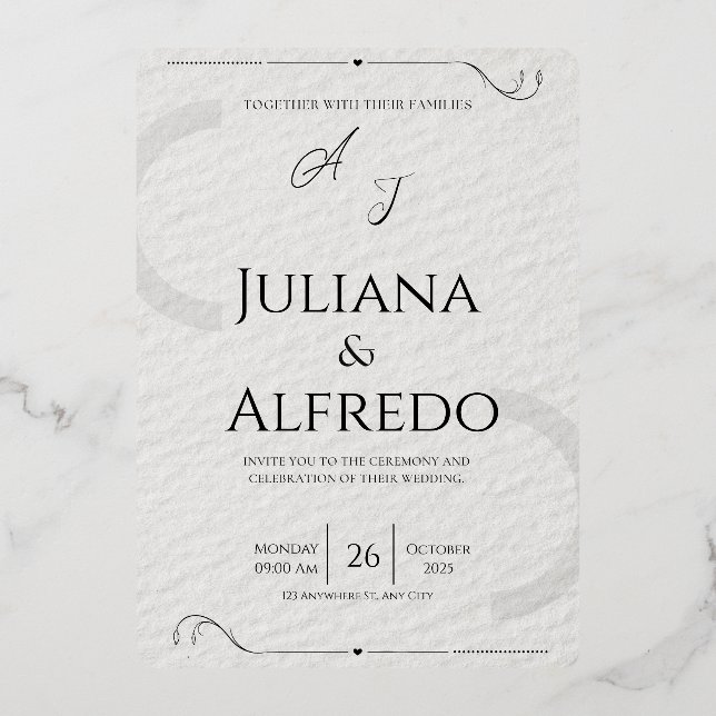Faire-part de mariage élégant minimaliste (Recto)