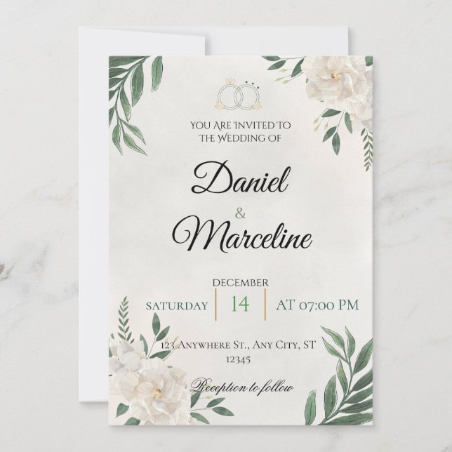 Faire-Part de Mariage Élégant Minimaliste (Devant)