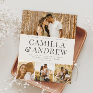 Faire-part de mariage élégant moderne avec 4 photo