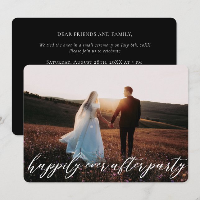 Faire-part de mariage élégant moderne calligraphié (Devant / Derrière)