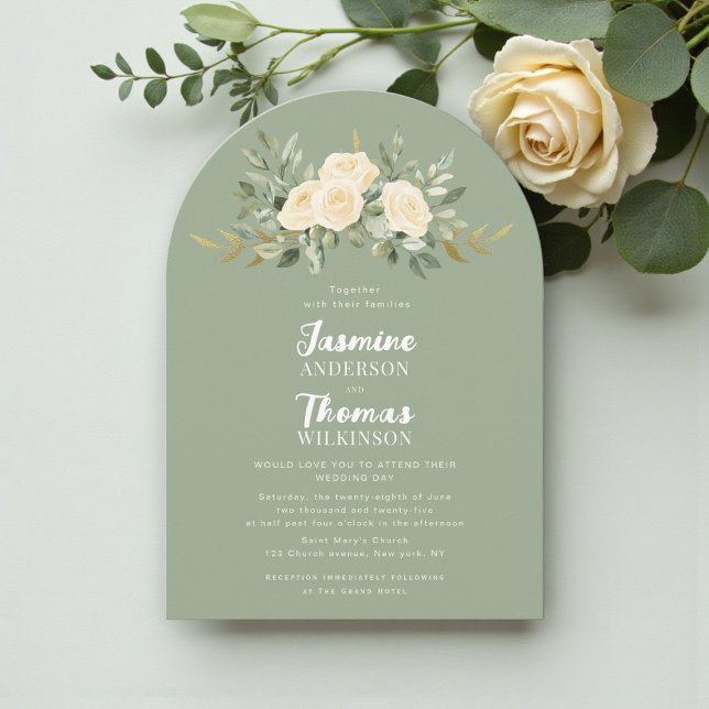 Faire-part de mariage élégant moderne de sauge et  (Créateur téléchargé)