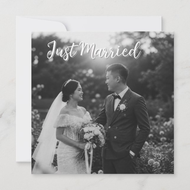 Faire-part de mariage élégant noir et blanc (Devant)