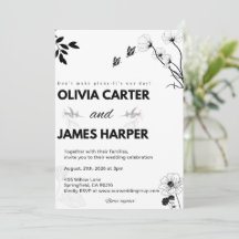 Faire-part de mariage élégant noir et blanc