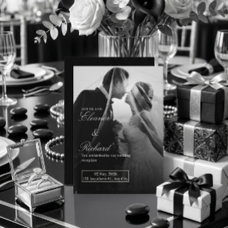 Faire-part de mariage élégant noir et blanc