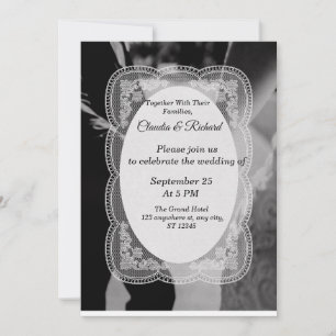 Faire-part de mariage élégant noir et blanc