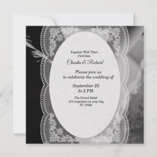 Faire-part de mariage élégant noir et blanc