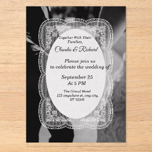 Faire-part de mariage élégant noir et blanc