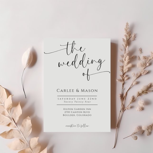 Faire-part de mariage élégant noir et blanc à l'éc (Créateur téléchargé)