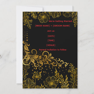Faire-part de mariage élégant noir et or | Luxe
