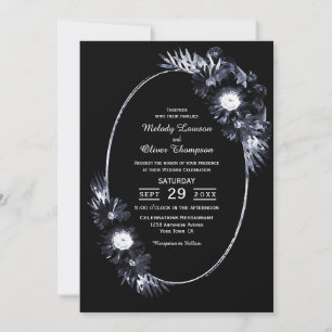 Faire-part de mariage Élégant noir floral