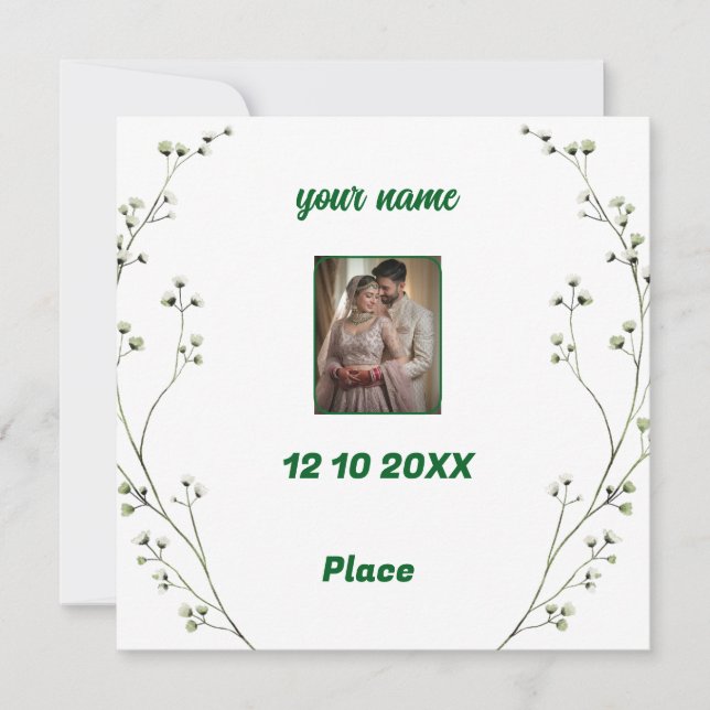 Faire-part de mariage élégant personnalisé (Devant)