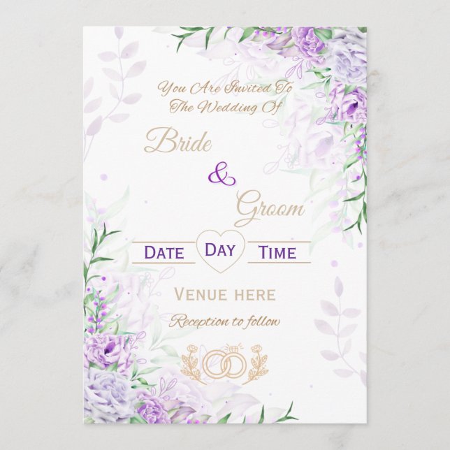 Faire-part de mariage élégant pour jardin de lavan (Devant)
