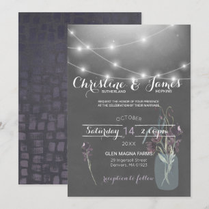 Faire-part de mariage élégant prune, lilas et gris