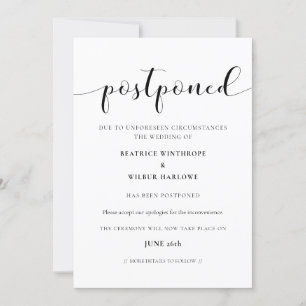 Faire-part de mariage élégant reporté