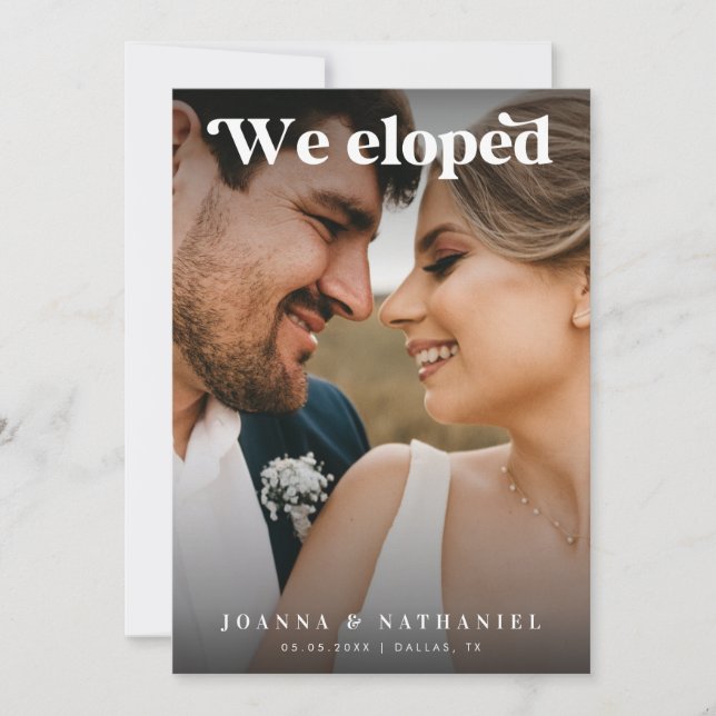 Faire-part de mariage élégant rétro noir et blanc (Devant)