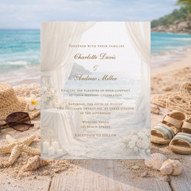 Faire-part de mariage élégant romantique plage côt (Créateur téléchargé)