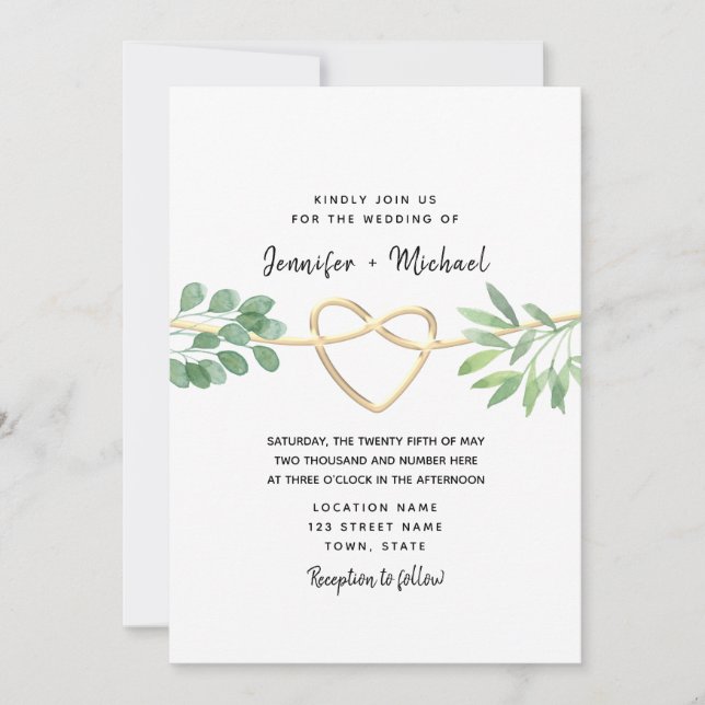 Faire-part de mariage élégant rustique à feuillage (Devant)